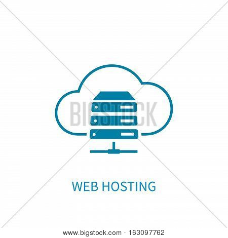 Web Hosting Server Icon With Internet Cloud Storage Computing Network Connection Sign.