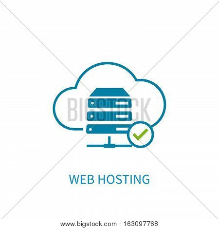 Web Hosting Server Icon With Internet Cloud Storage Computing Network Connection Sign.