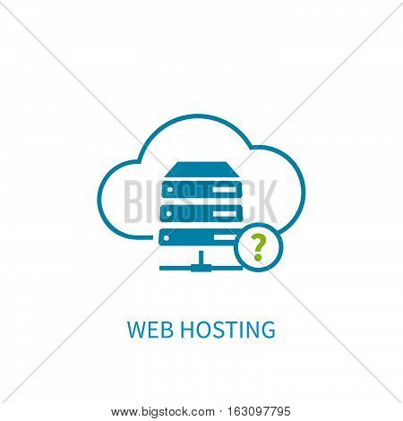Web Hosting Server Icon With Internet Cloud Storage Computing Network Connection Sign.