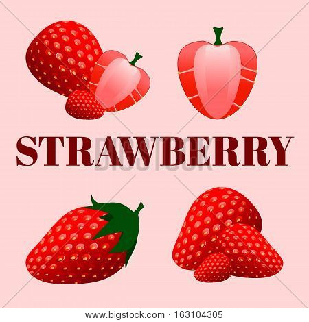 A set of different strawberries grouped and separated