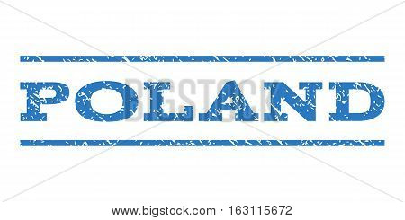 Poland watermark stamp. Text tag between horizontal parallel lines with grunge design style. Rubber seal stamp with dirty texture. Vector smooth blue color ink imprint on a white background.