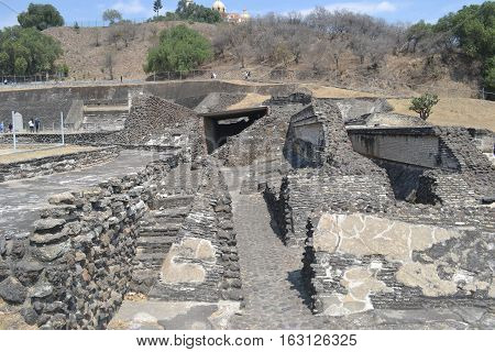 Ruins at the pre-Columbian archeological site of Cholula in the state of Puebla, Mexico
