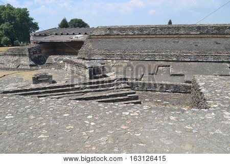 Ruins at the pre-Columbian archeological site of Cholula in the state of Puebla, Mexico