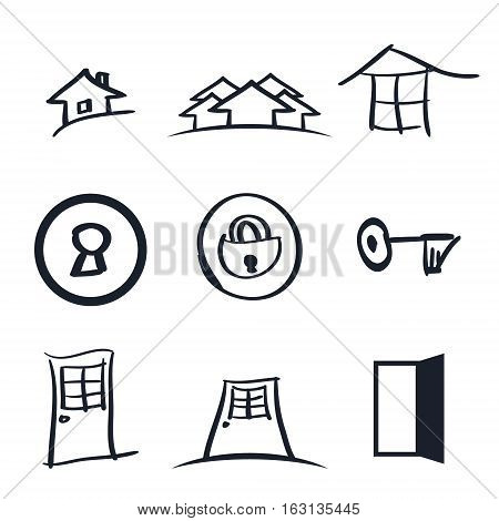 Set of nine rea lestate logos vector illustration