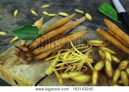 finger root Ingredients for Thai Cuisine on white background