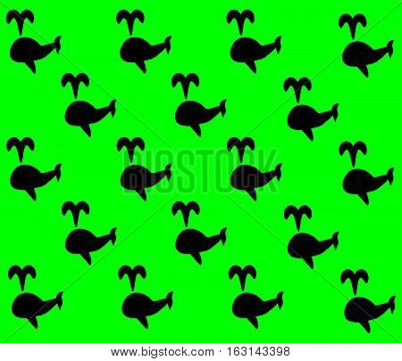 Background with little whales in different colors