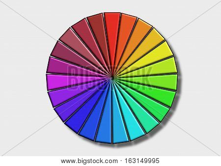 The Colored wheel with shadow on a white background
