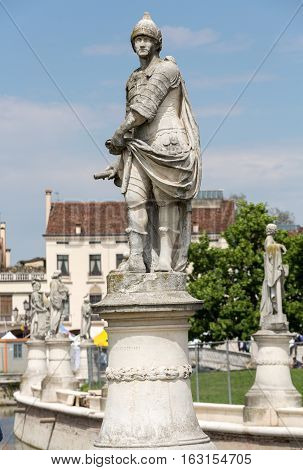 PADUA, ITALY - MAY 3, 2016: Statues on Piazza Prato della Valle Padua Italy.