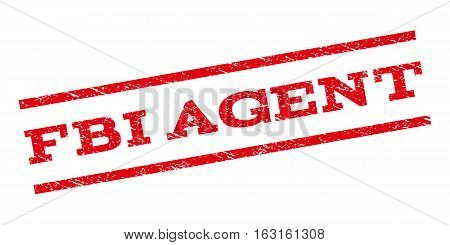 FBI Agent watermark stamp. Text tag between parallel lines with grunge design style. Rubber seal stamp with dust texture. Vector red color ink imprint on a white background.