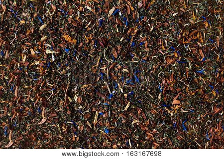 The seamless texture of dried tea herbs .