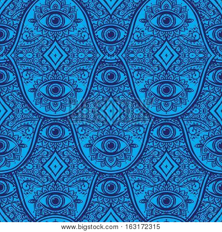 Ornament card with hamsa. Geometric circle element made in vector. Perfect cards for any other kind of design, birthday and other holiday, kaleidoscope, medallion, yoga, india, arabic