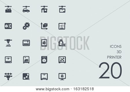 three d printer vector set of modern simple icons