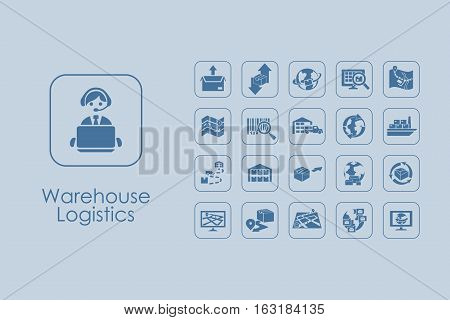 It is a set of warehouse logistics simple web icons