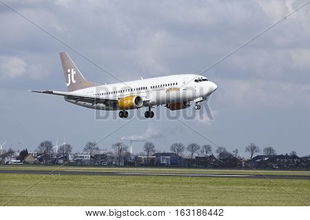 Amsterdam Airport Schiphol - Jettime Boeing 737 Lands