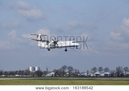 Amsterdam Airport Schiphol - Croatia Airlines Bombardier Dash 8 Lands