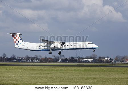 Amsterdam Airport Schiphol - Croatia Airlines Bombardier Dash 8 Lands