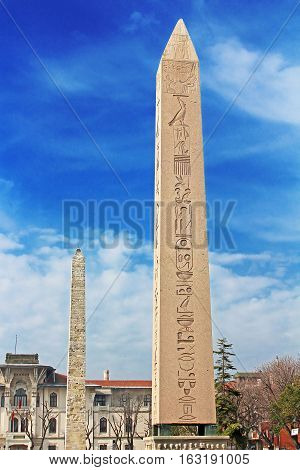 Nice view of Obelisk at hippodrome in Istanbul, Turkey