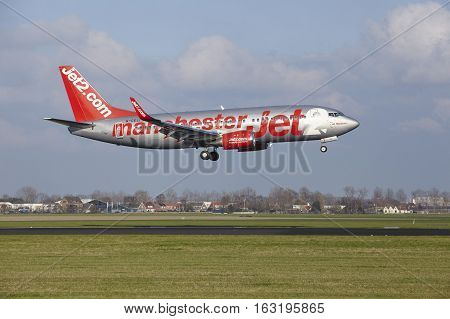 Amsterdam Airport Schiphol - Jet2 Boeing 737 Lands