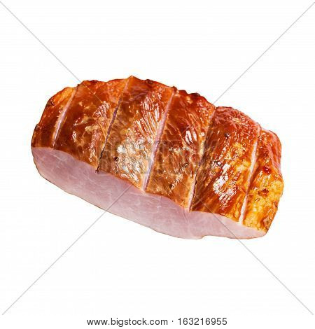 Piece of Smoked Carving Pork Ham. Selective and Soft focus.