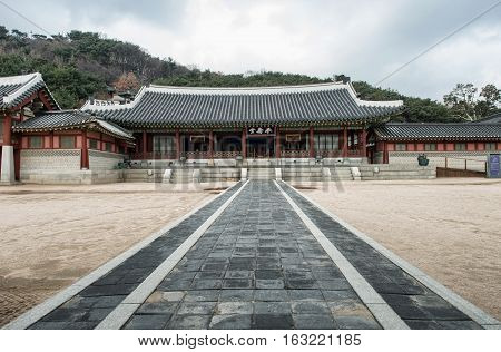 Suwon, South Korea - December 23, 2016:  Hwaseong Haenggung Palace - Beautiful Traditional Architect