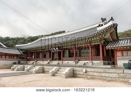 Suwon, South Korea - December 23, 2016:  Hwaseong Haenggung Palace - Beautiful Traditional Architect