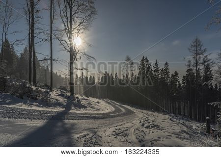 Ski In Dolni Morava Village In Jeseniky Mountains