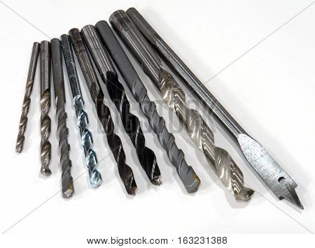 tool and drill on white background drill chisel tool