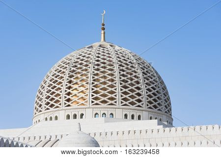 The dome of the Sultan Qaboos Grand Mosque in Muscat the main mosque of The Sultanate of Oman.