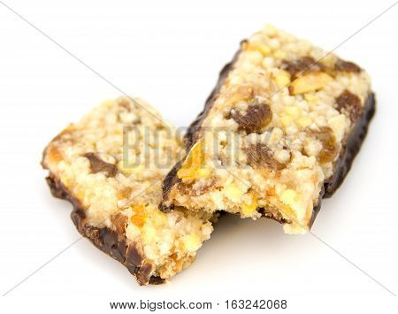 Muesli Cereal Bars. Nutri Oat Protein Bars isolated on white background