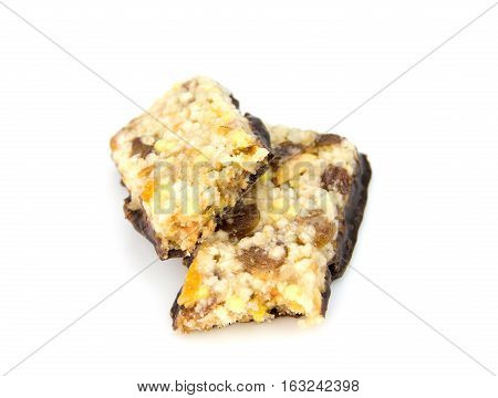 Muesli Cereal Bars. Nutri Oat Protein Bars isolated on white background