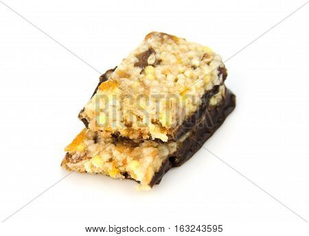 Muesli Cereal Bars. Nutri Oat Protein Bars isolated on white background