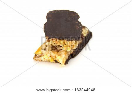 Muesli Cereal Bars. Nutri Oat Protein Bars isolated on white background
