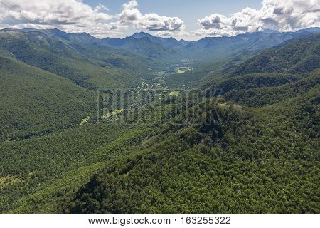 Kronotsky Nature Reserve on Kamchatka Peninsula. View from the helicopter.