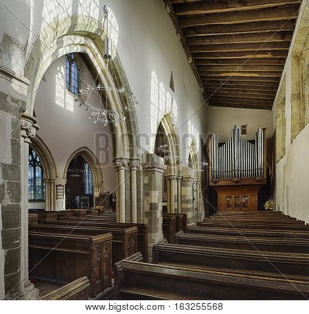 Priory Church of Saint Mary Deerhurst Tewkesbury Gloucestershire Interior of Anglo-Saxon Church