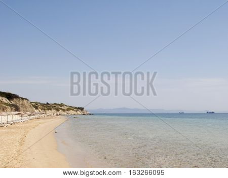 Bozcaada island (Tenedos) Ayazma beach in Aegean Sea from Turkey