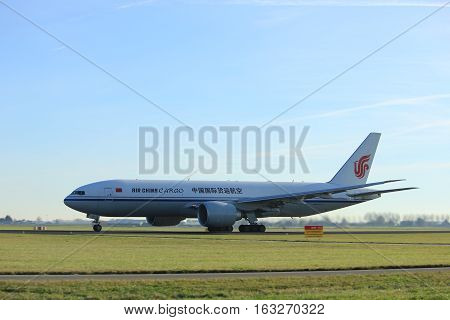 Amsterdam the Netherlands - November 25th 2016: B-2093 Air China Cargo Boeing 777 taking off from Polderbaan Runway at Amsterdam Airport Schiphol