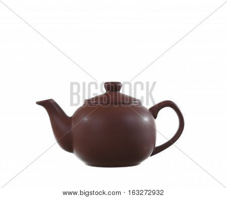 the teapot from clay on white background