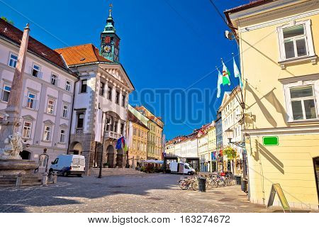 Ljubljana Central Square City Hall View