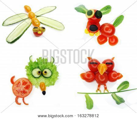 creative funny vegetable food snack with cuccumber dragon form
