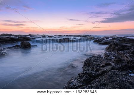 Sunrise on the Bar Beach in Newcastle NSW Australia.