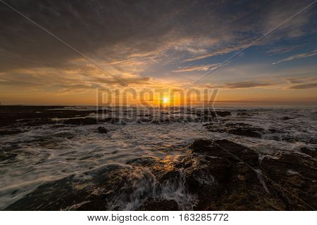 Sunrise on the Bar Beach in Newcastle NSW Australia.