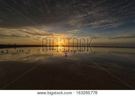 Sunrise on the Bar Beach in Newcastle NSW Australia.
