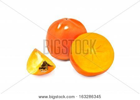 Fresh persimmon isolated on white background , exotic, food, fresh