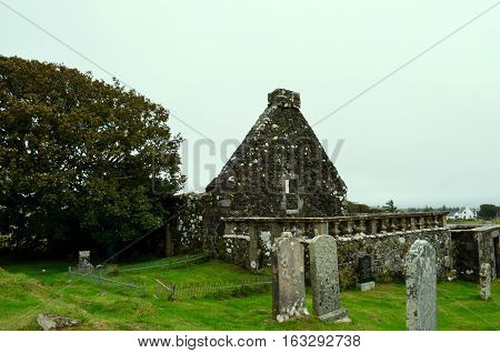 Stone burial ground on the Isle of Skye in Scotland.