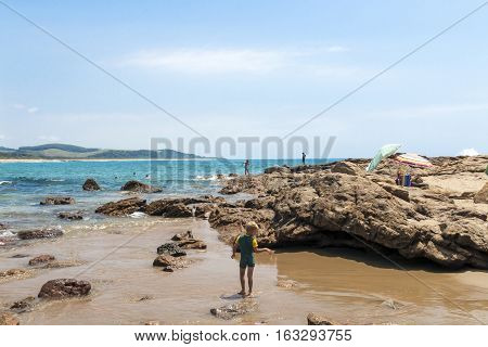 People On Early Morning  Beach At Scottburgh