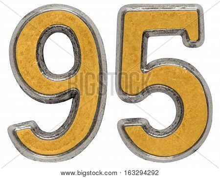 Metal numeral 95 ninety-five isolated on white background