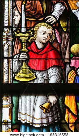Stained Glass - Altar Boy And Candelabrum