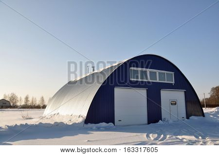 The hangar in the countryside in Russia.