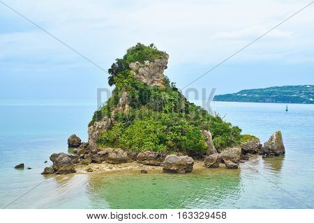 Tropical island and fantasy green sea and blue sky in Okinawa Japan