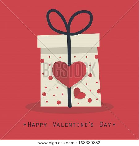 The cover design for the Valentine's day.The white gift box with red hearts on it and the phrase Happy valentine's day at the bottom of the image.